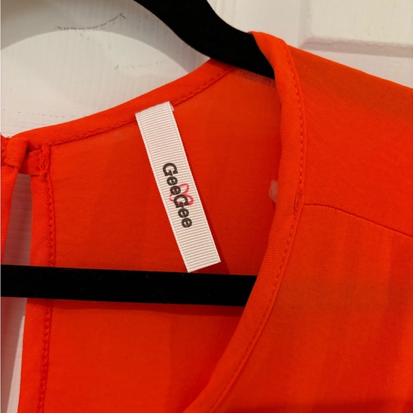 NWOT Orange ruffle sleeve dress - Picture 5 of 5